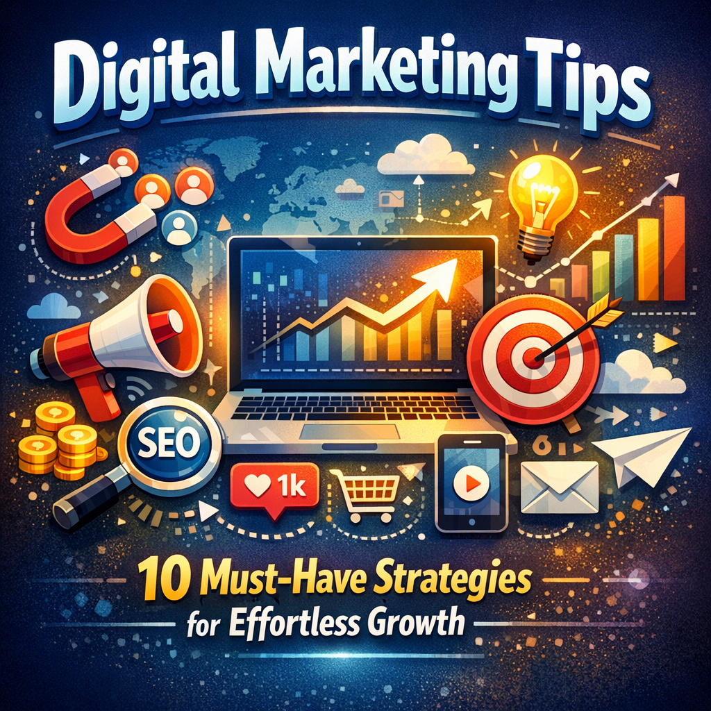 Illustration of Digital Marketing Tips: 10 Must-Have Strategies for Effortless Growth