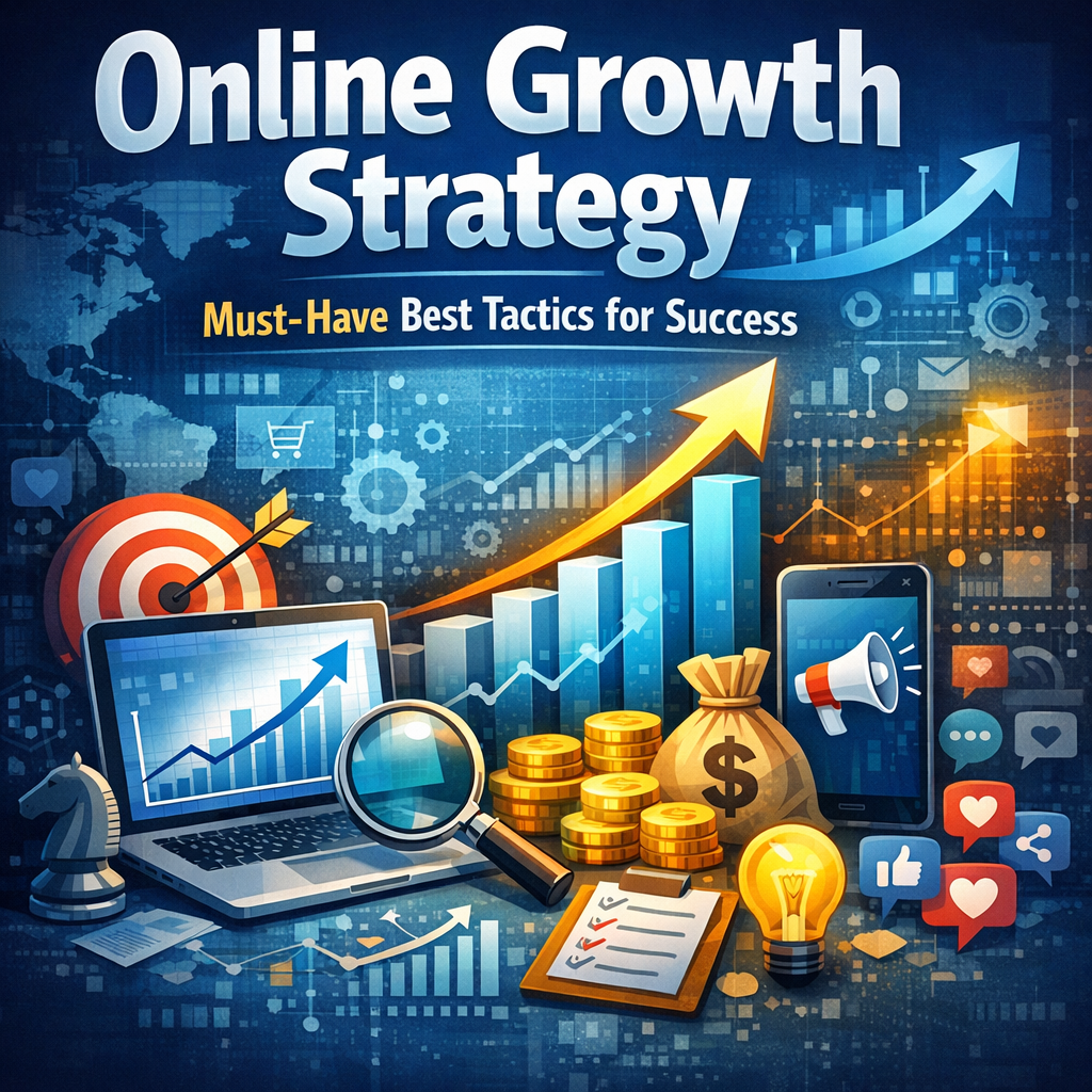 Illustration of Online Growth Strategy: Must-Have Best Tactics for Success