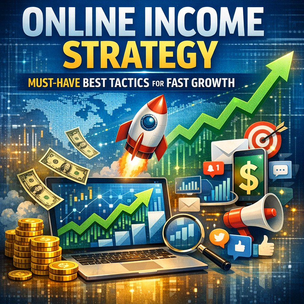 Illustration of Online Income Strategy: Must-Have Best Tactics for Fast Growth