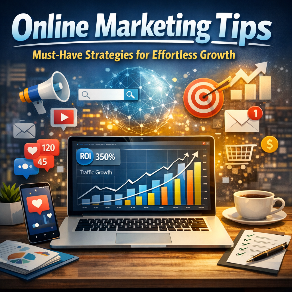 Illustration of Online Marketing Tips: Must-Have Strategies for Effortless Growth