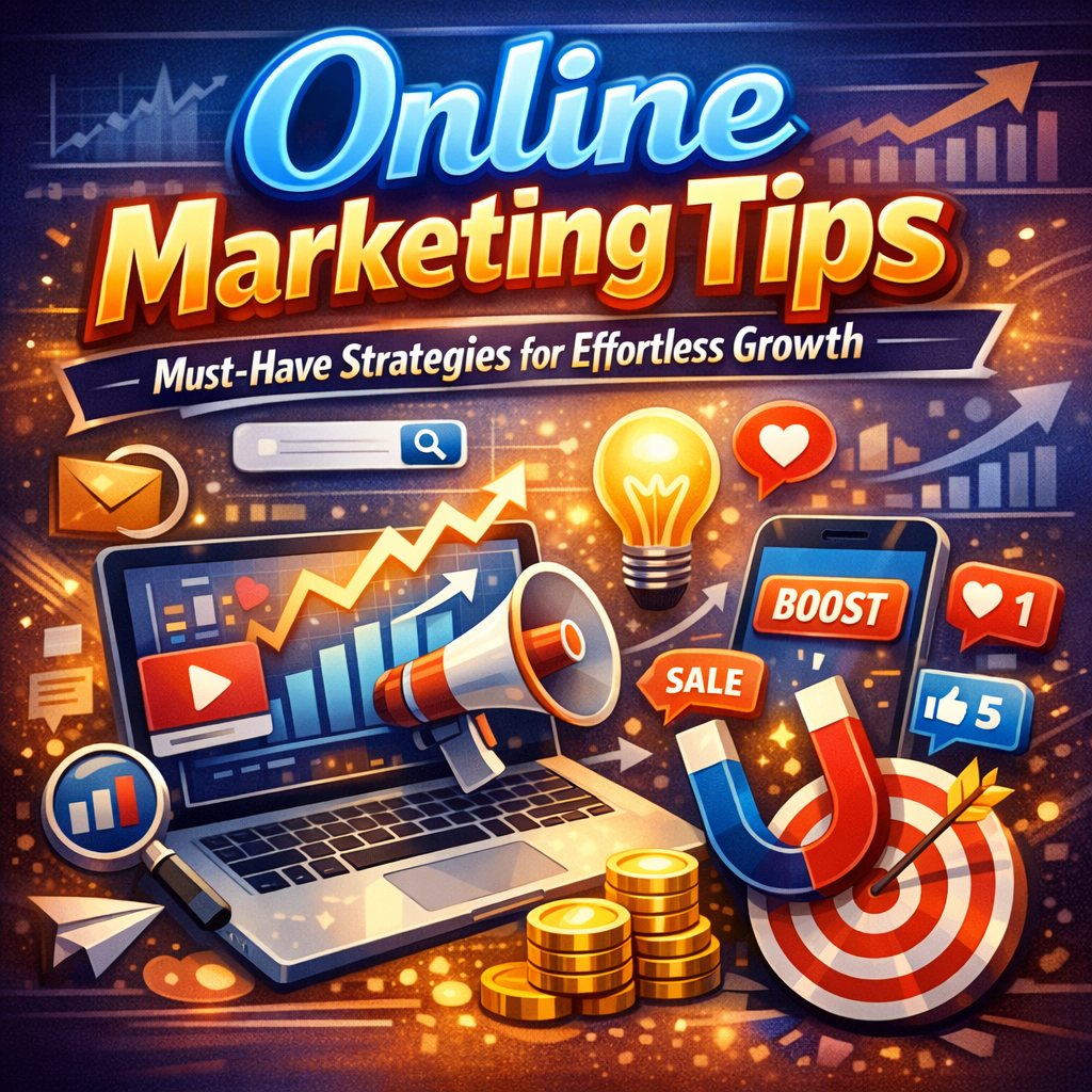 Illustration of Online Marketing Tips: Must-Have Strategies for Effortless Growth