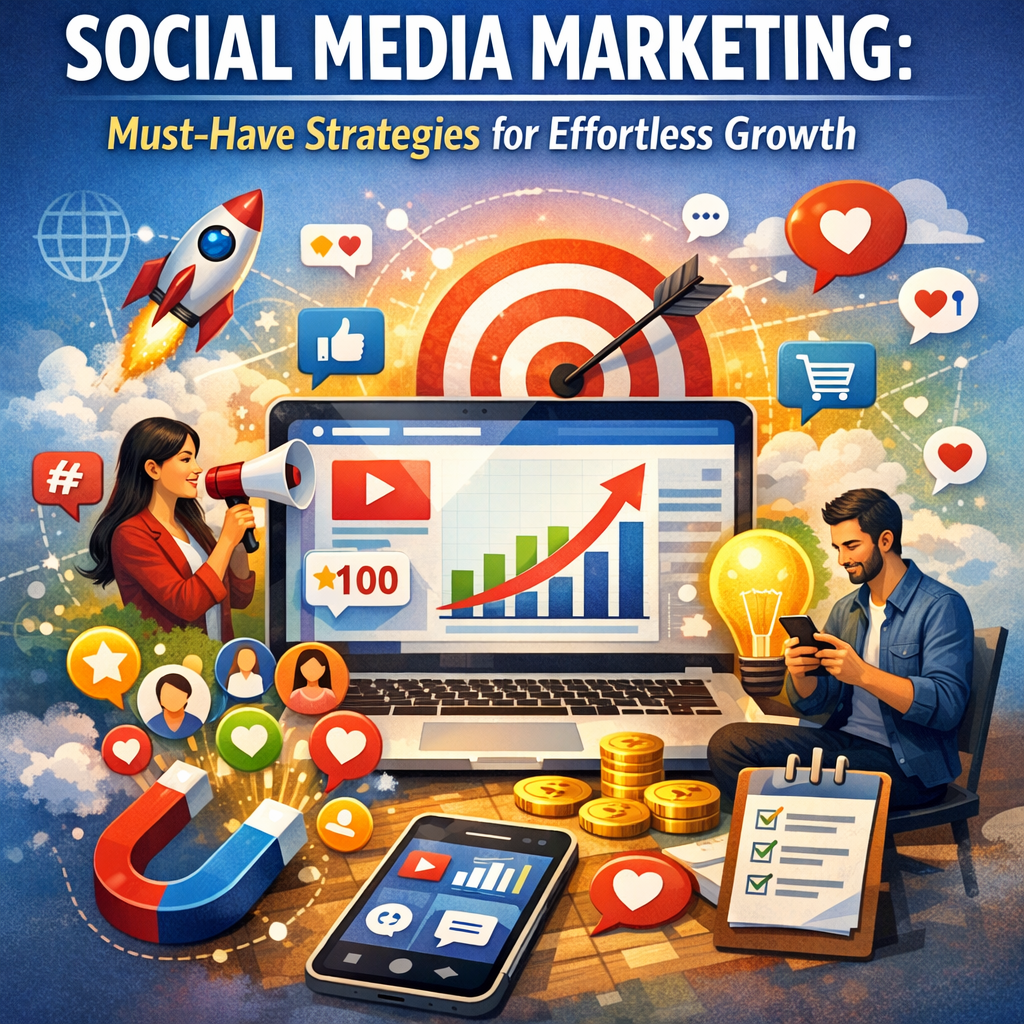 Illustration of Social Media Marketing: Must-Have Strategies for Effortless Growth