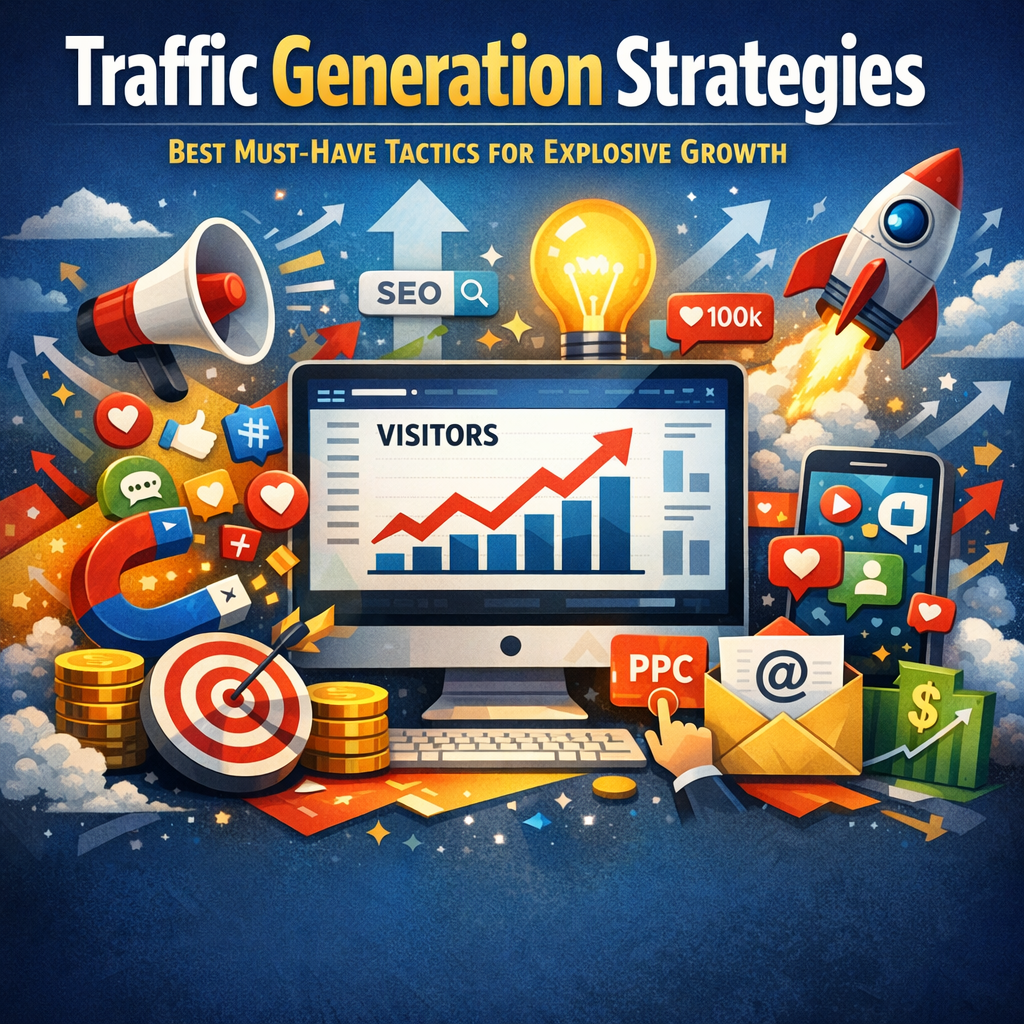 Illustration of Traffic Generation Strategies: Best Must-Have Tactics for Explosive Growth